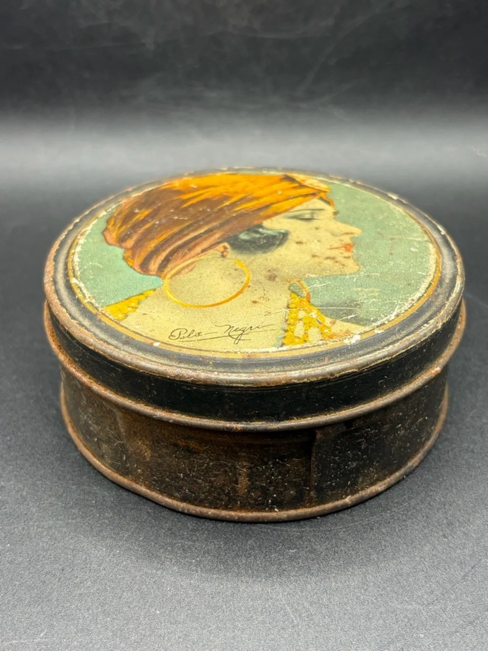 Vintage Henry Clive Beautebox Canco Tin Pola Negri, Silent Film Memorabilia